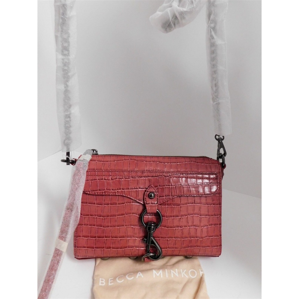 New Rebecca Minkoff Mini Mac Cut Edge Cardinal Red Leather Chain Crossbody Bag